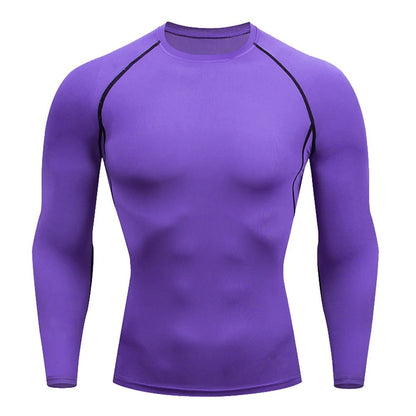 Men Bodybuilding Sports T-Shirt Long Sleeve Fitness Compression Running Tee Gift