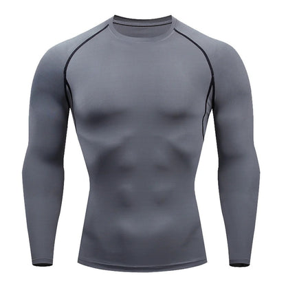 Men Bodybuilding Sports T-Shirt Long Sleeve Fitness Compression Running Tee Gift