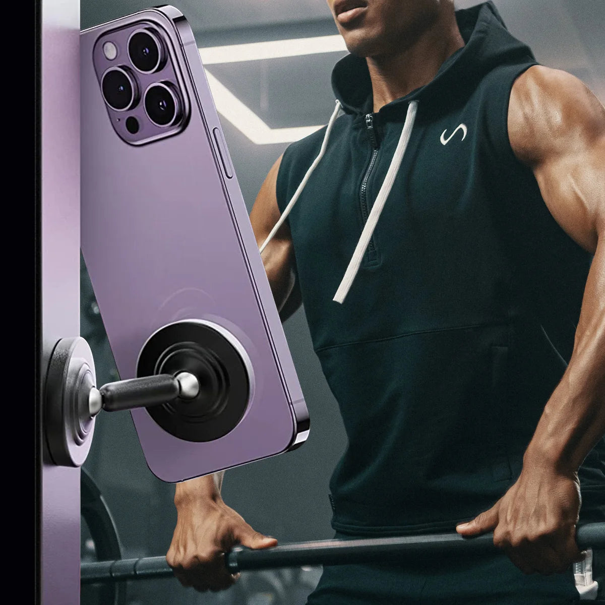 Double-Sided Magnetic Phone Holder for Samsung Xiaomi Huawei Dual Magnet Mount Stand Gym Kitchen Metal Surface