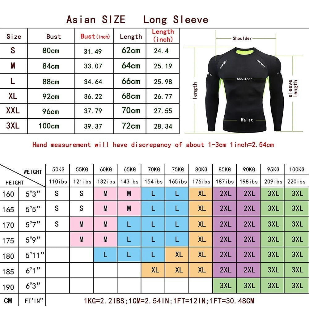 Men Bodybuilding Sports T-Shirt Long Sleeve Fitness Compression Running Tee Gift