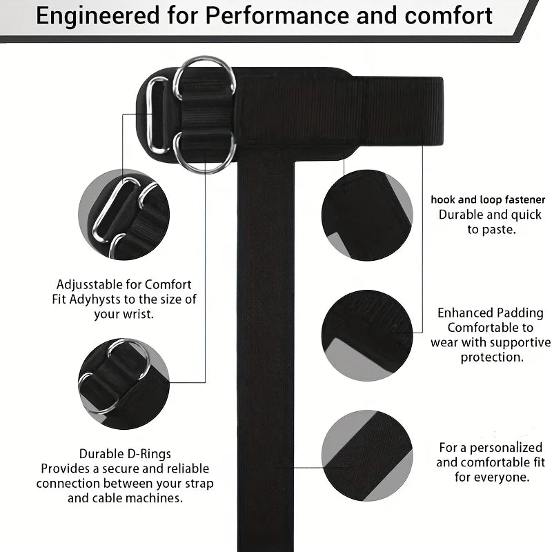 2-In-1Wrist Straps for Weightlifting, Weightlifting Straps with D Ring Deadlift Straps for Cable Machine Workout Gym Straps