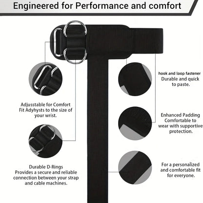 2-In-1Wrist Straps for Weightlifting, Weightlifting Straps with D Ring Deadlift Straps for Cable Machine Workout Gym Straps
