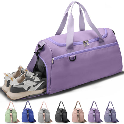Travel Duffle Bag Gym Bags with Shoe Compartment Wet Pocket Waterproof for Weekender Overnight Gym Sports Traveling Swimming Yoga Workout, Violet