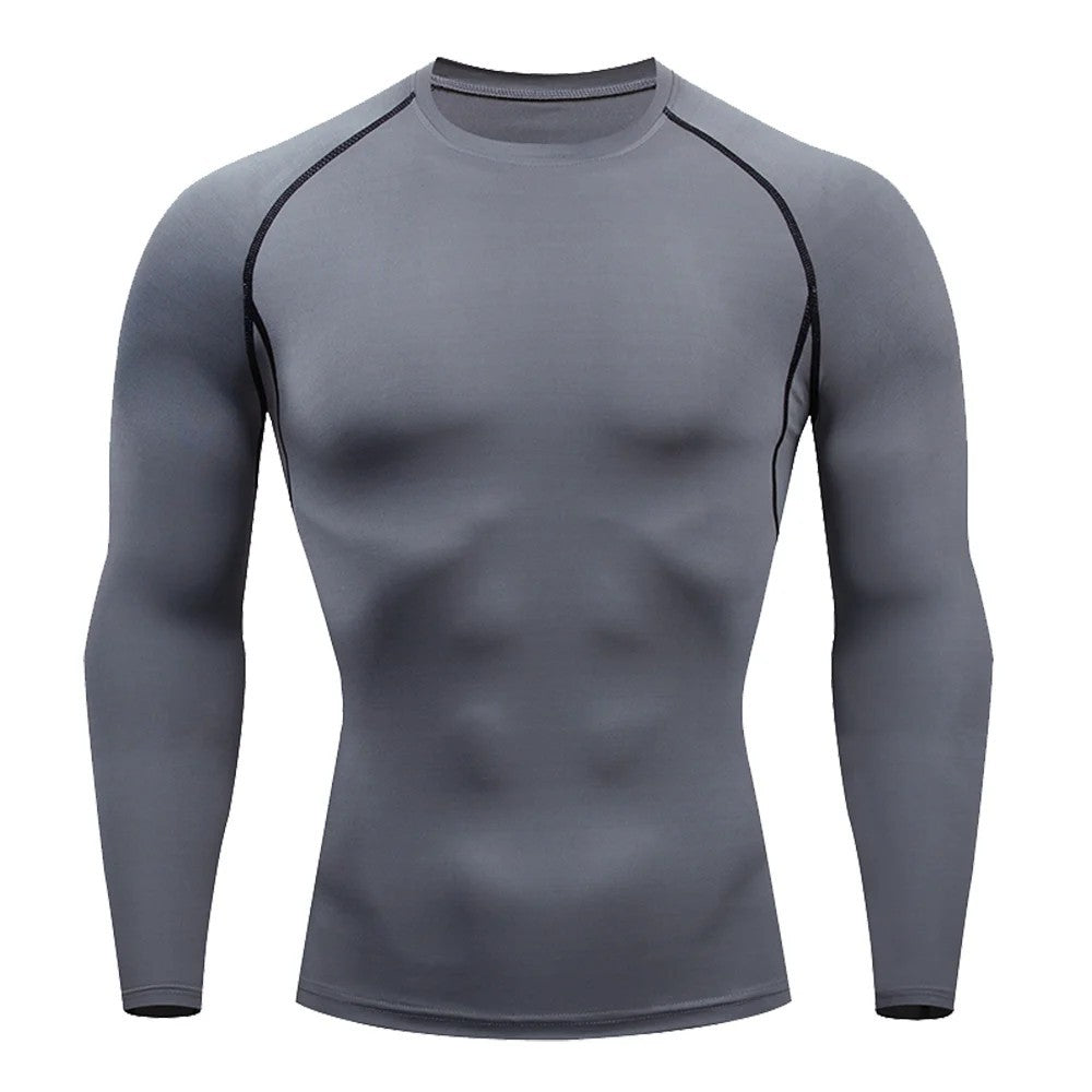 Men Bodybuilding Sports T-Shirt Long Sleeve Fitness Compression Running Tee Gift